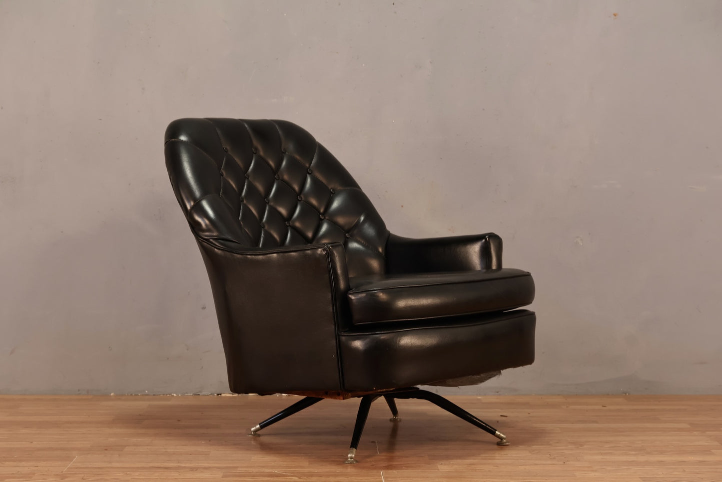 Mid Century Black Tufted Rocking Club Chair