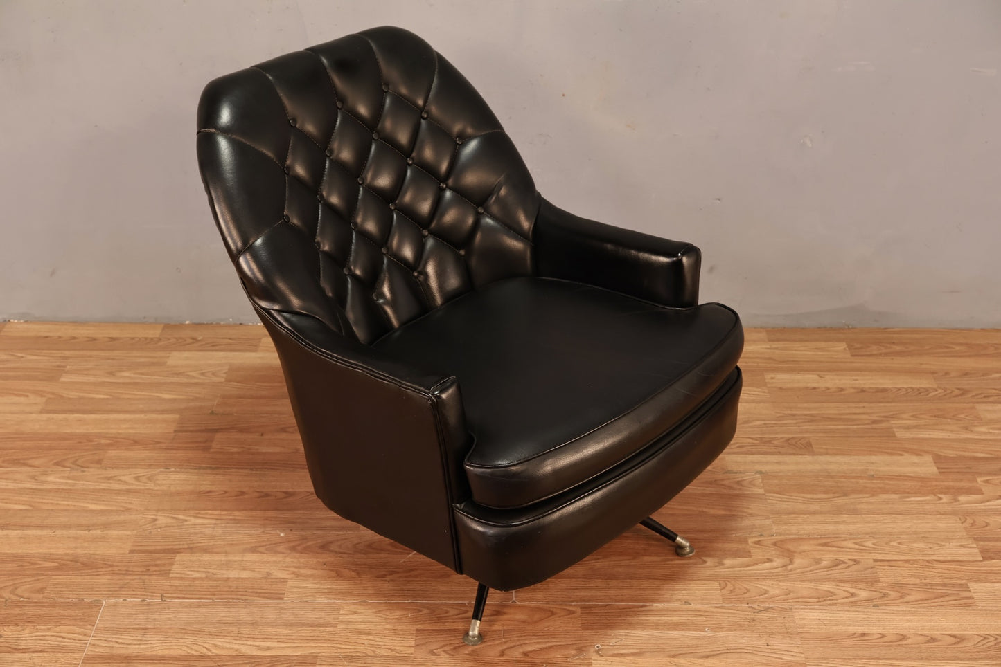 Mid Century Black Tufted Rocking Club Chair