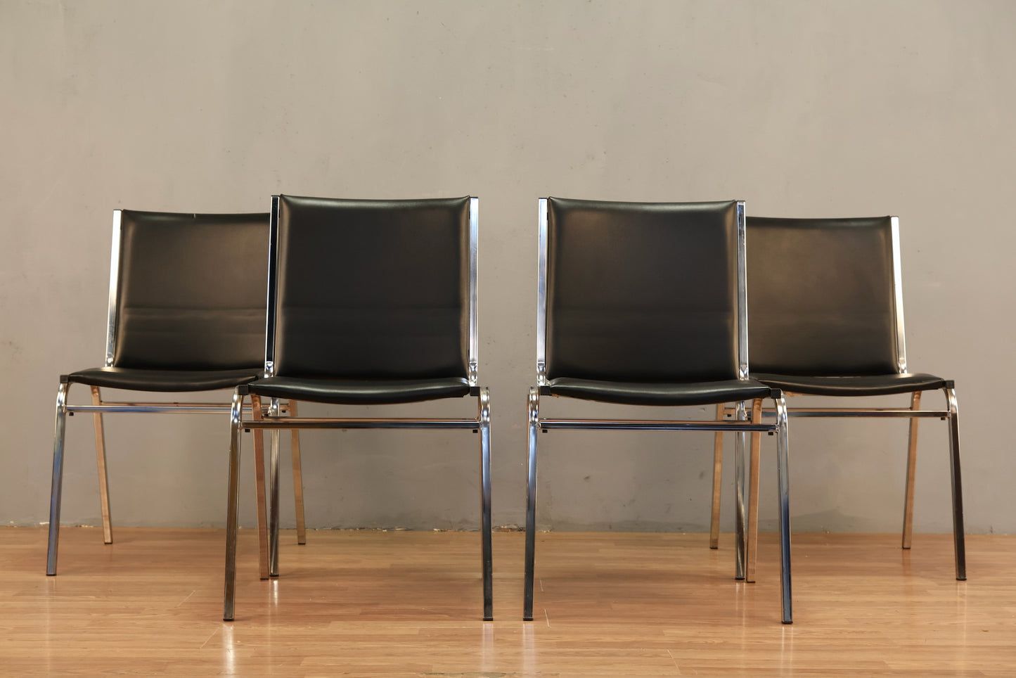 Steel & Black Vinyl Side Chair