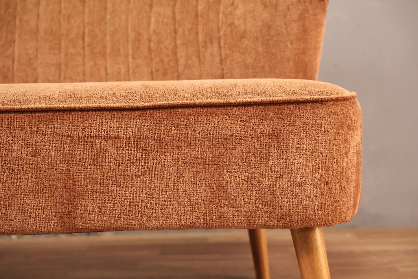 Mid Century Tawny Velveteen Settee - ONLINE ONLY