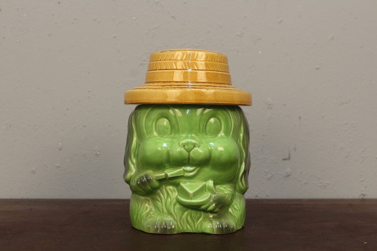Lime Dog Ceramic Cookie Jar