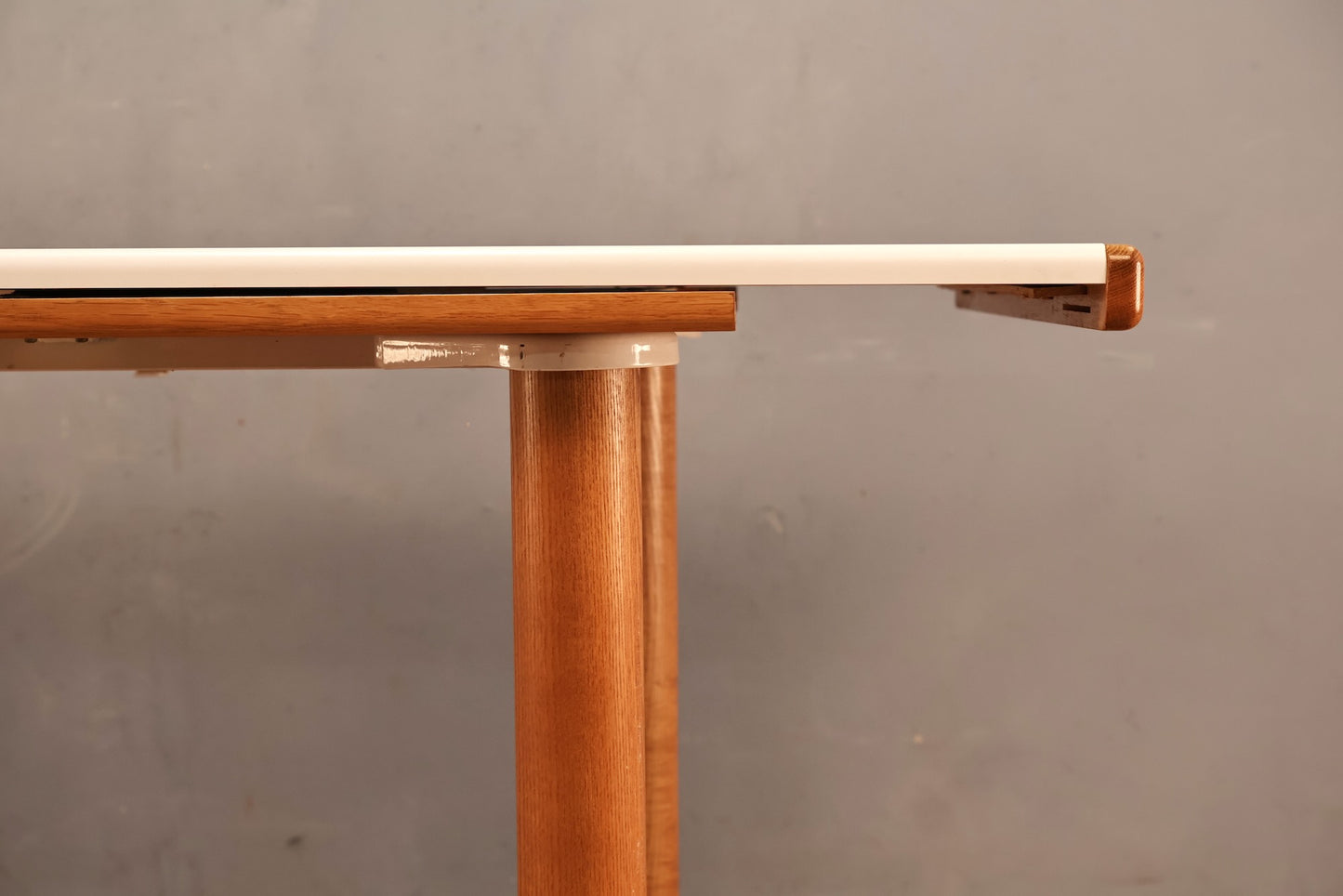 White Laminate & Pine Table With Built-In Leaf - ONLINE ONLY