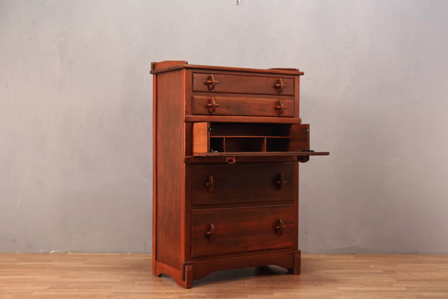 Country Red 4-Drawer Secretary Dresser