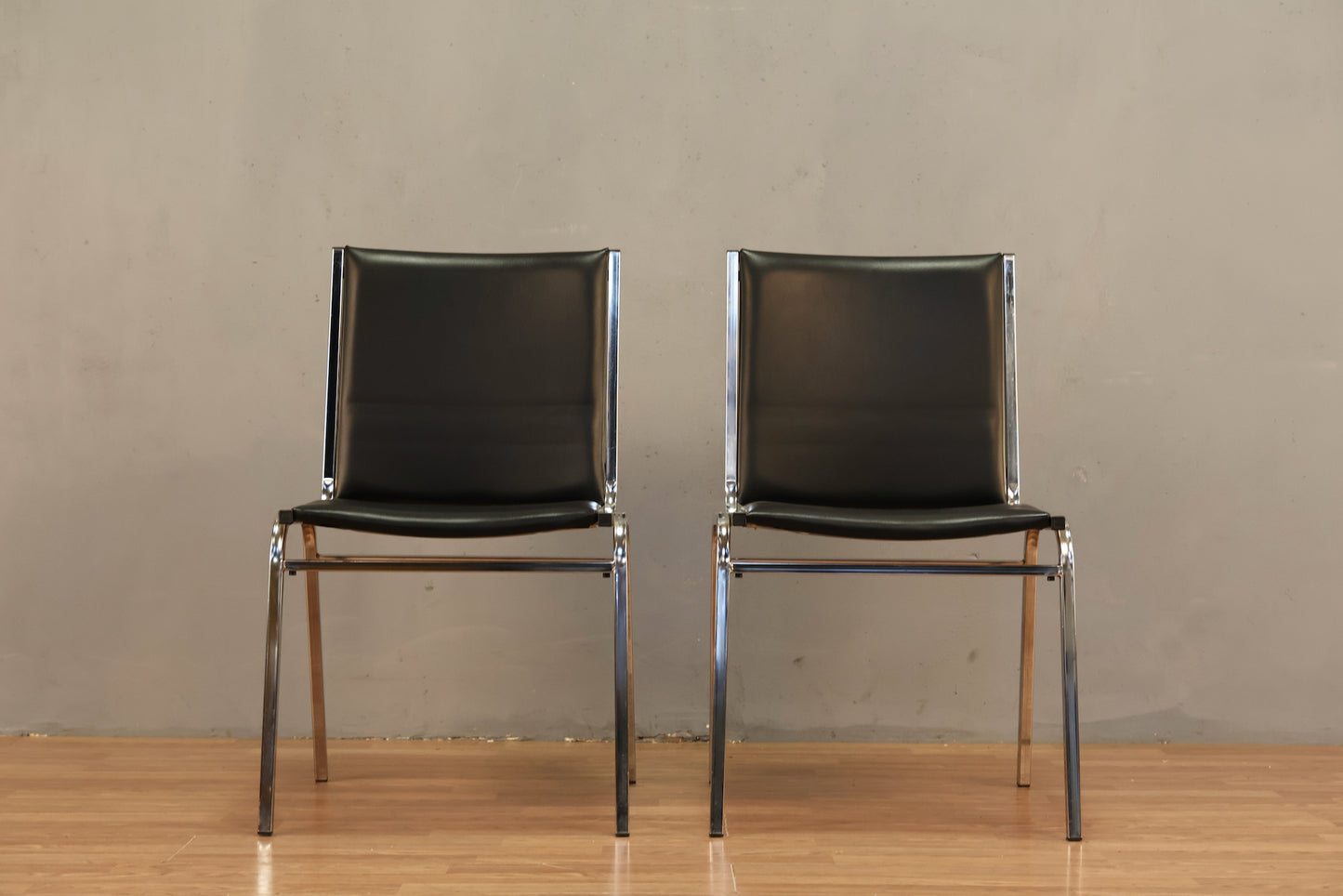 Steel & Black Vinyl Side Chair