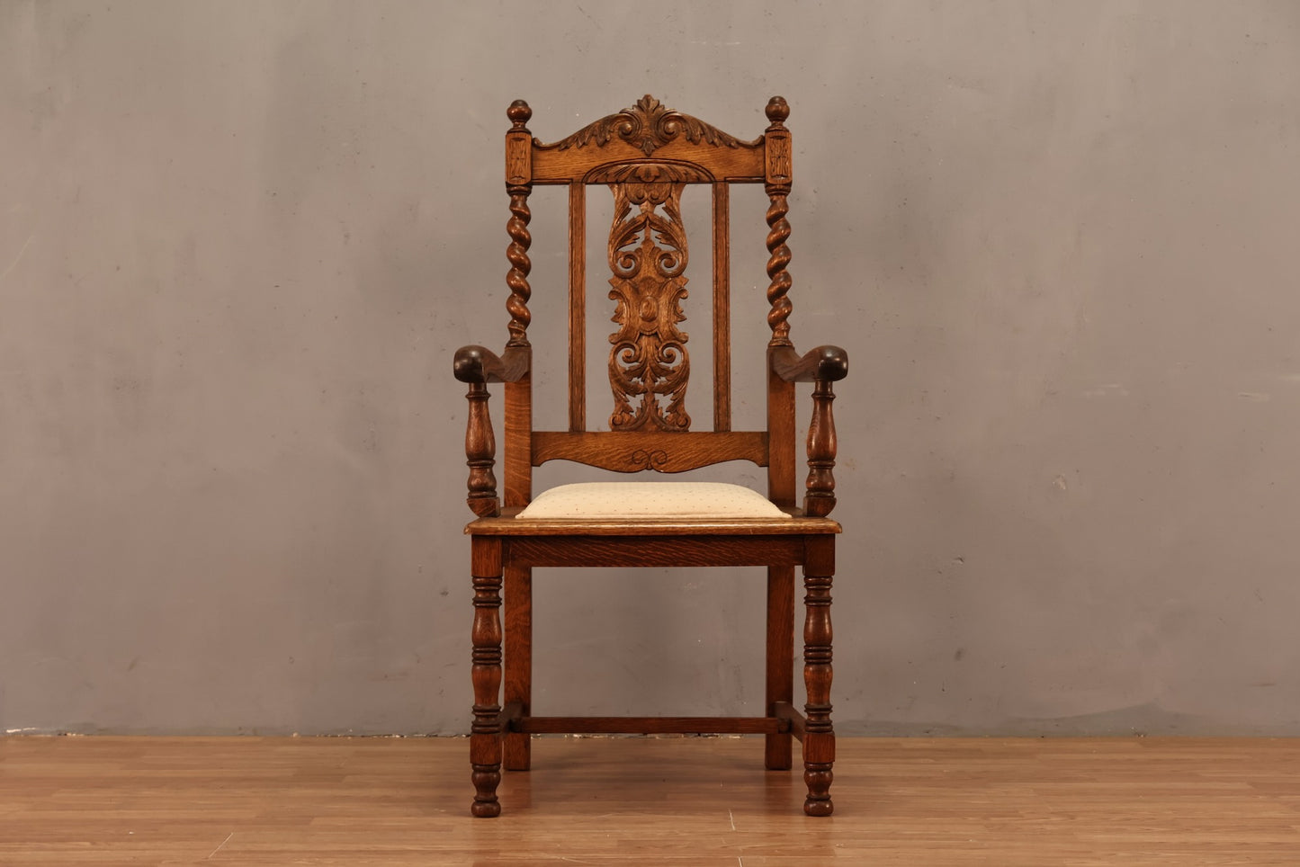 Victorian Gothic Carved Oak Armchair - ONLINE ONLY