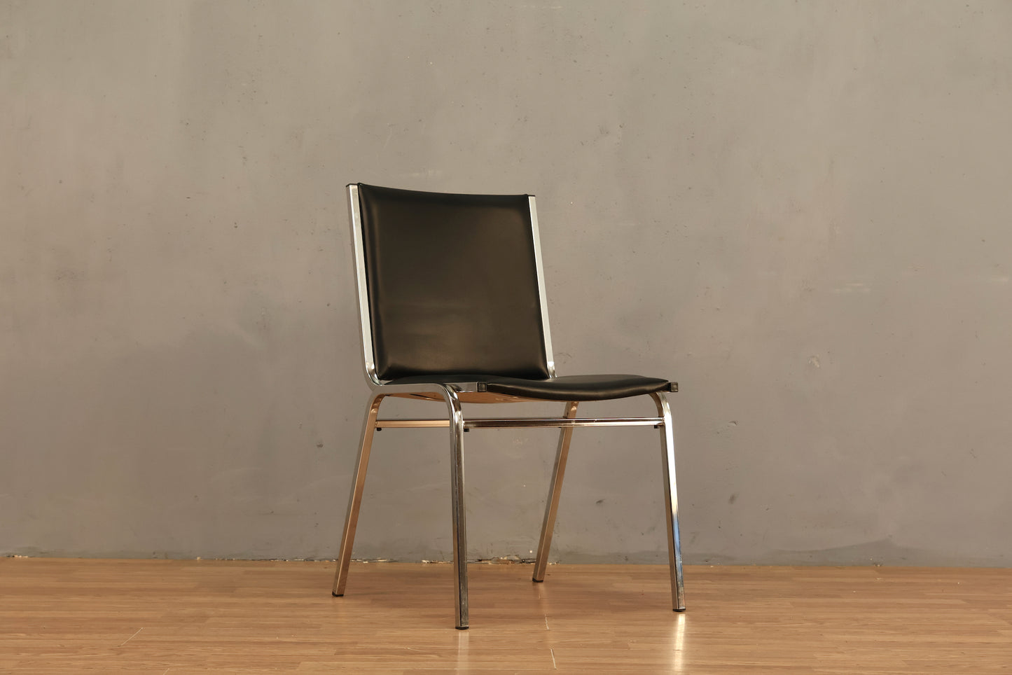 Steel & Black Vinyl Side Chair