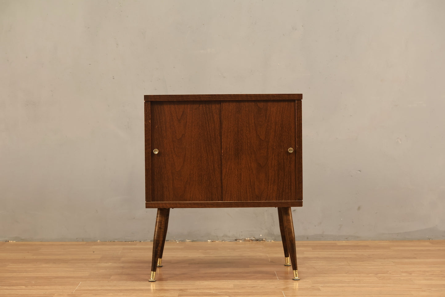 Small Laminate Sliding-Door Record Cabinet