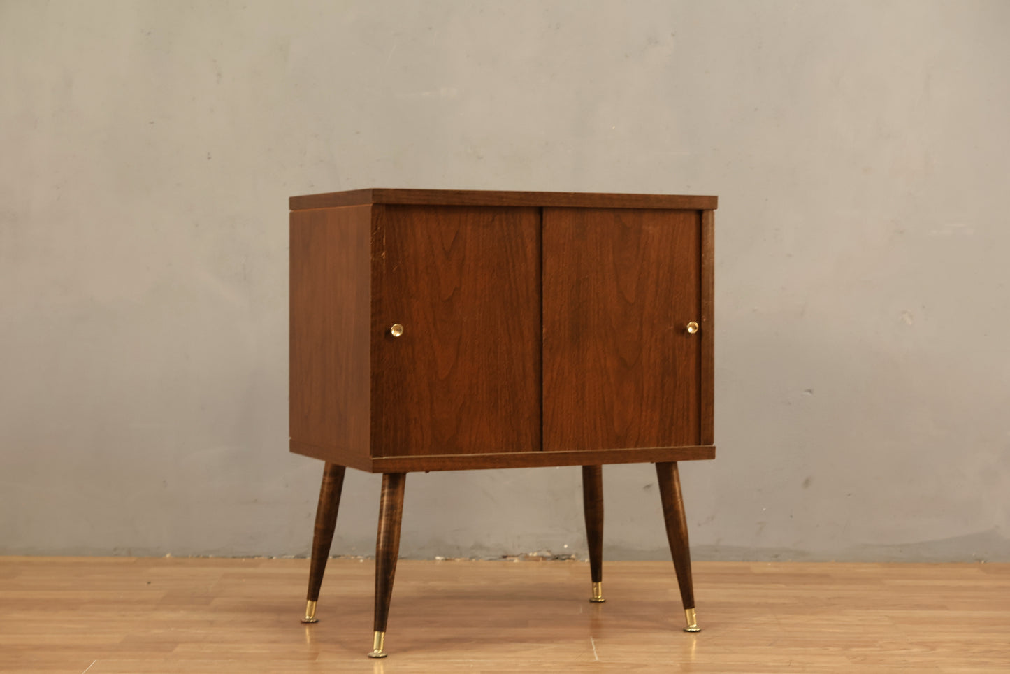 Small Laminate Sliding-Door Record Cabinet