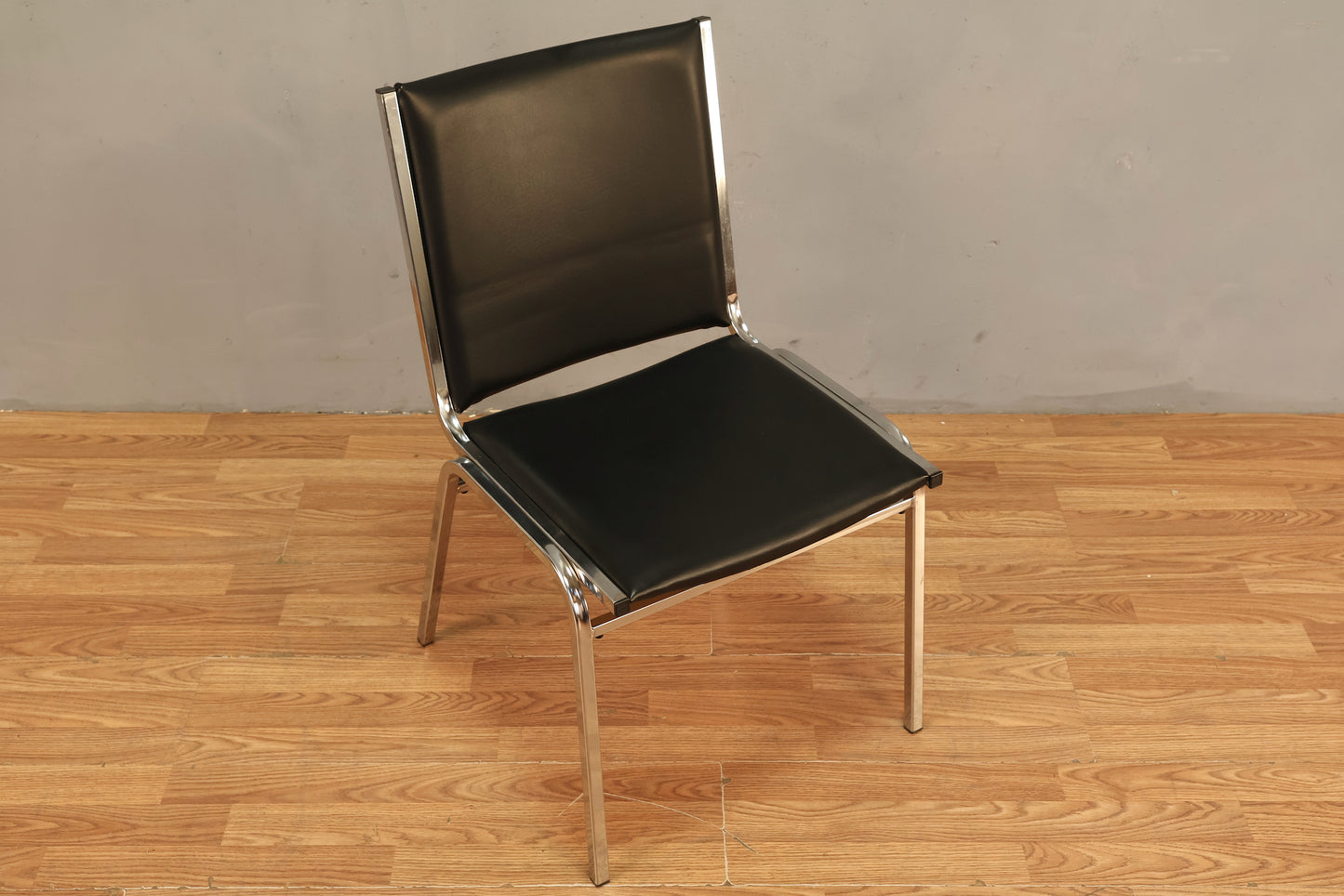 Steel & Black Vinyl Side Chair