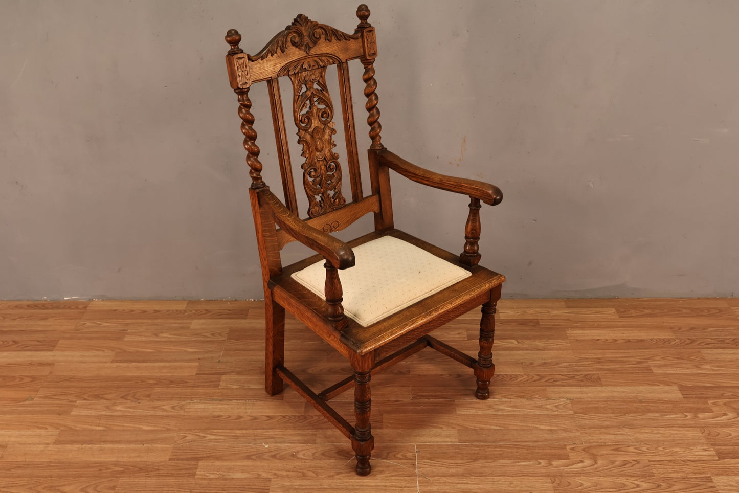 Victorian Gothic Carved Oak Armchair - ONLINE ONLY