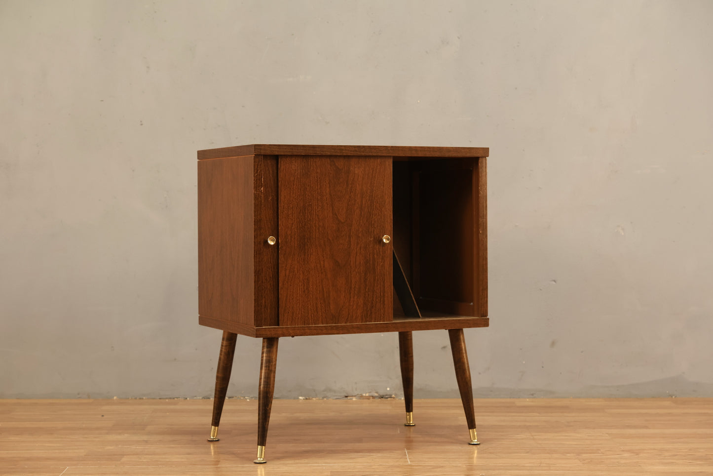 Small Laminate Sliding-Door Record Cabinet