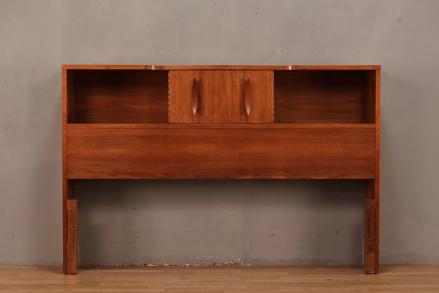 Sculptural Walnut Full Storage Headboard - ONLINE ONLY
