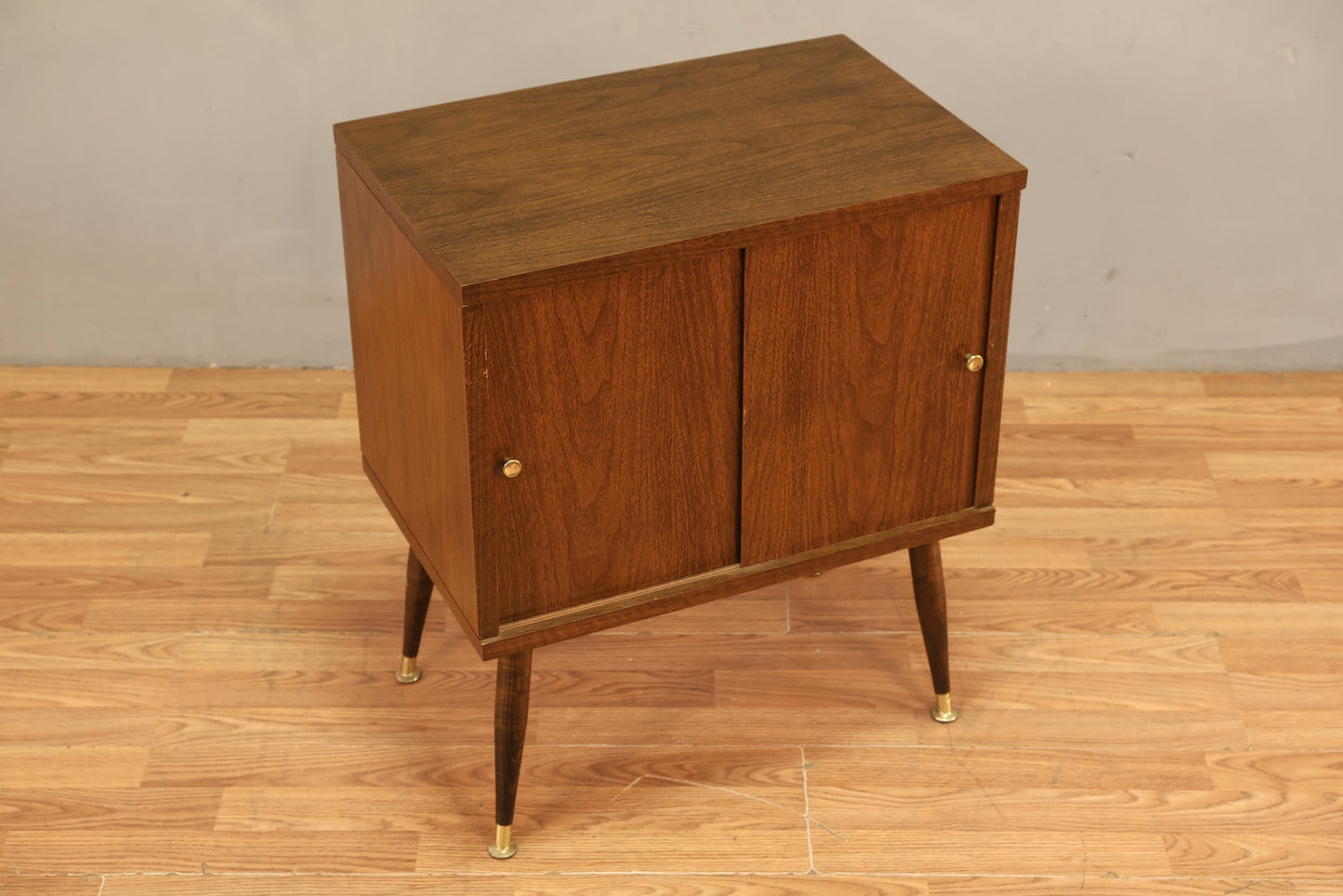 Small Laminate Sliding-Door Record Cabinet