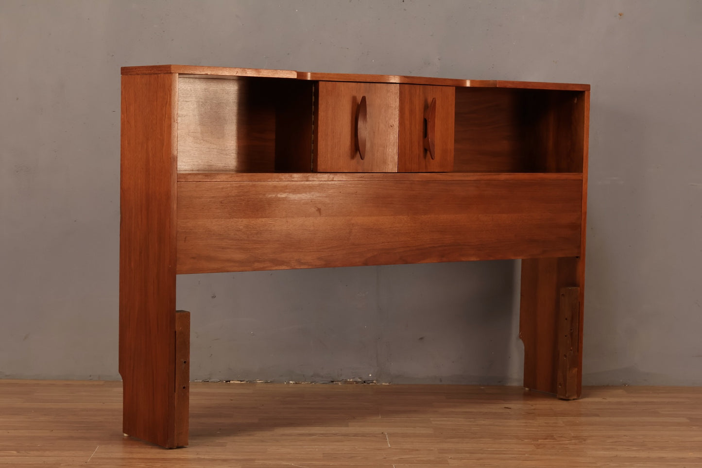 Sculptural Walnut Full Storage Headboard - ONLINE ONLY