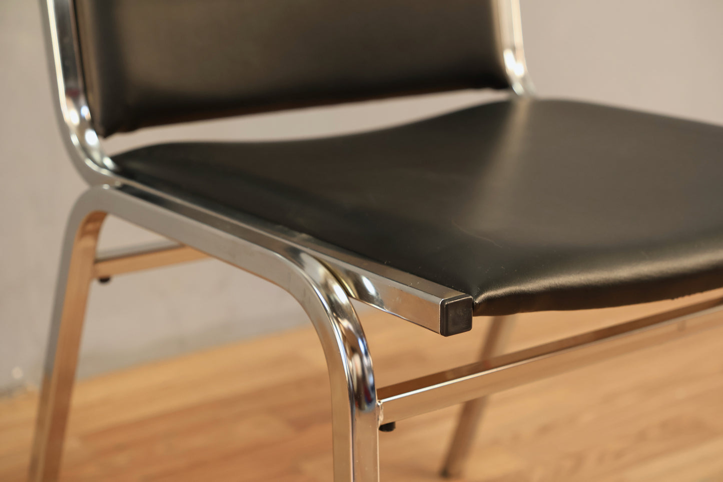 Steel & Black Vinyl Side Chair