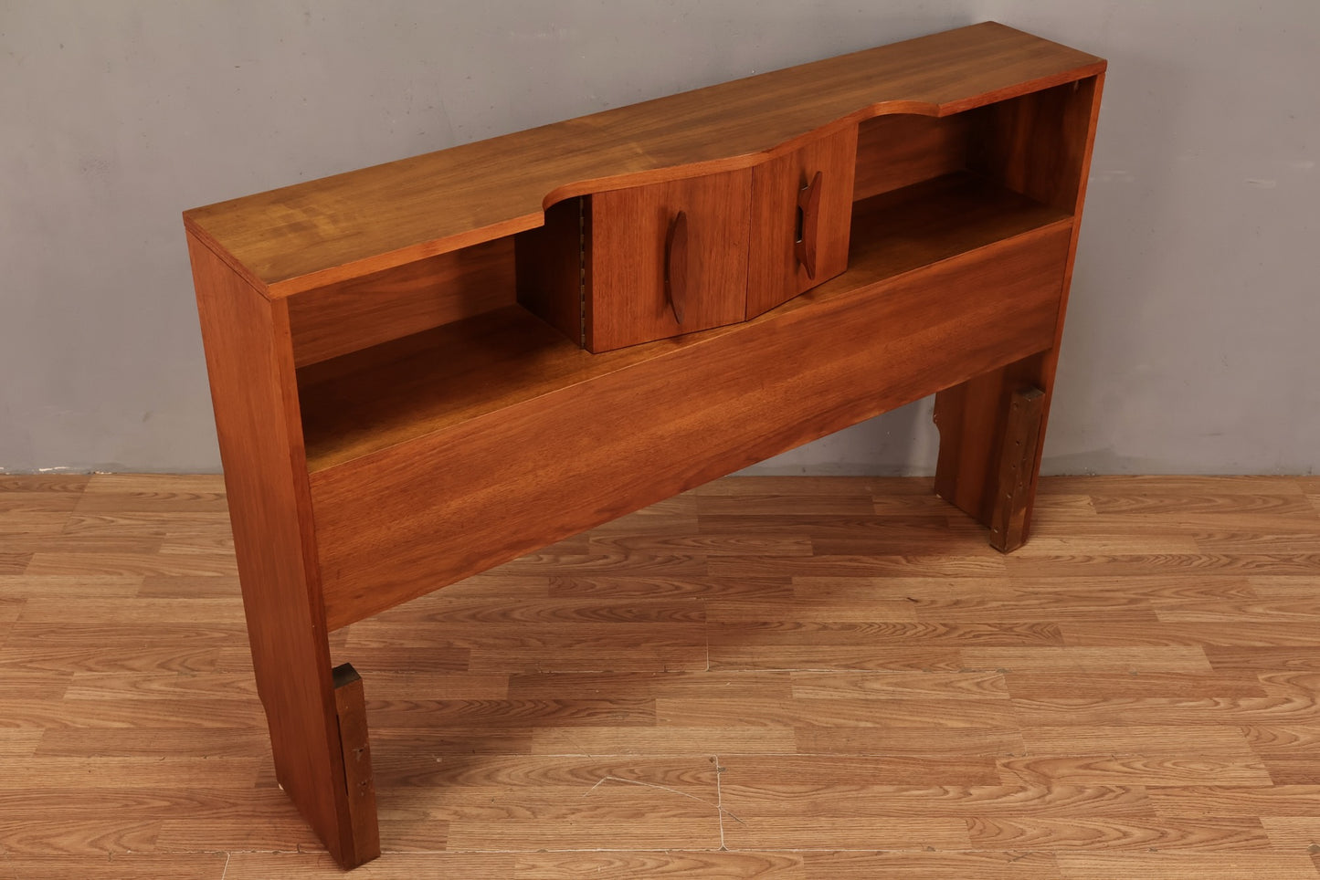 Sculptural Walnut Full Storage Headboard - ONLINE ONLY
