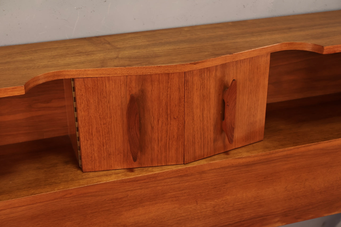 Sculptural Walnut Full Storage Headboard - ONLINE ONLY