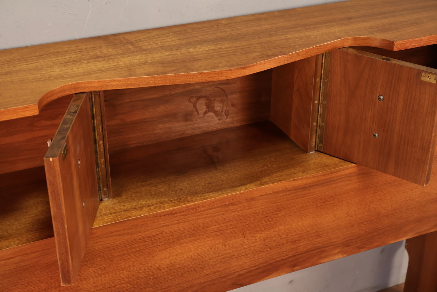 Sculptural Walnut Full Storage Headboard - ONLINE ONLY
