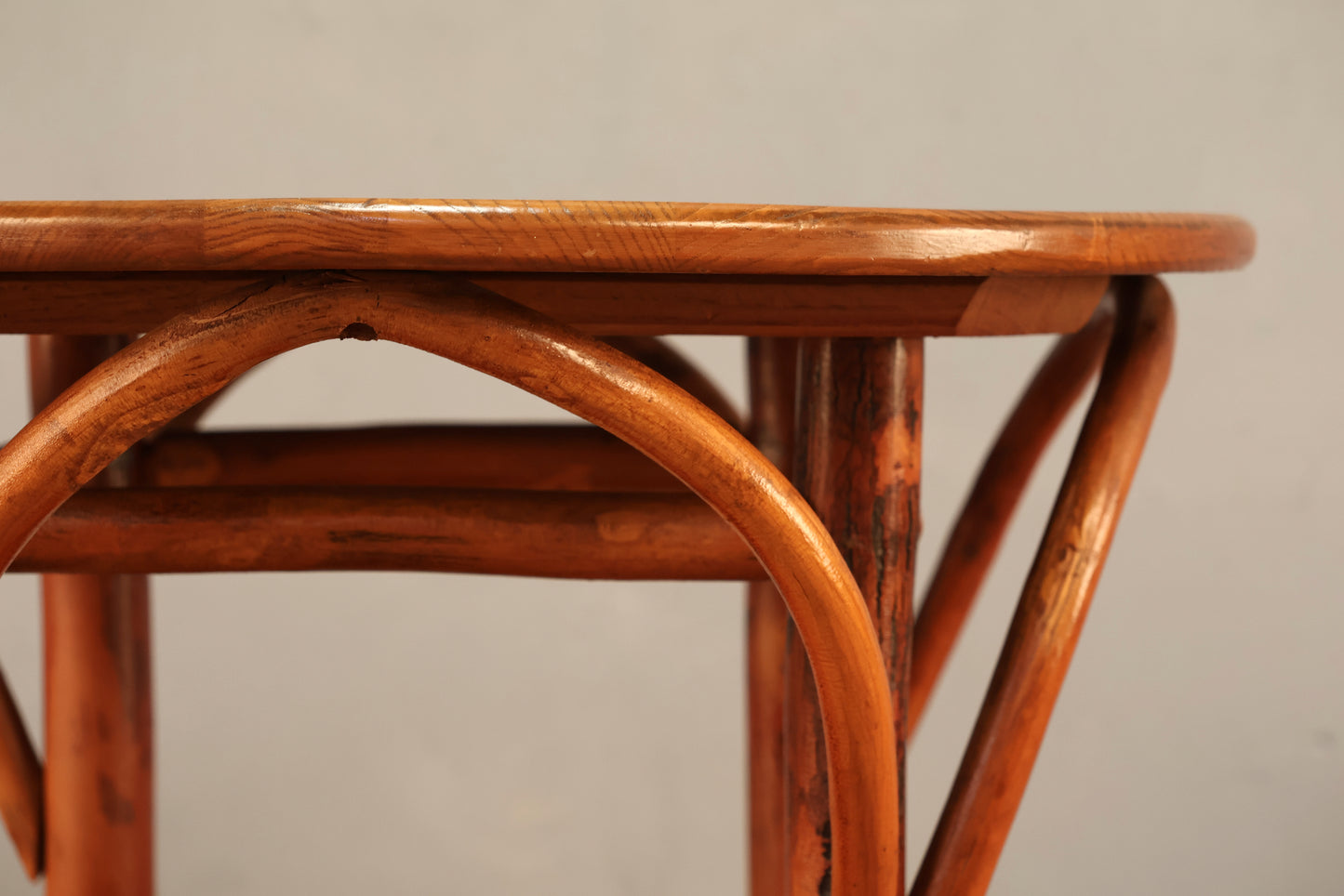Round Oak & Bamboo End Table
