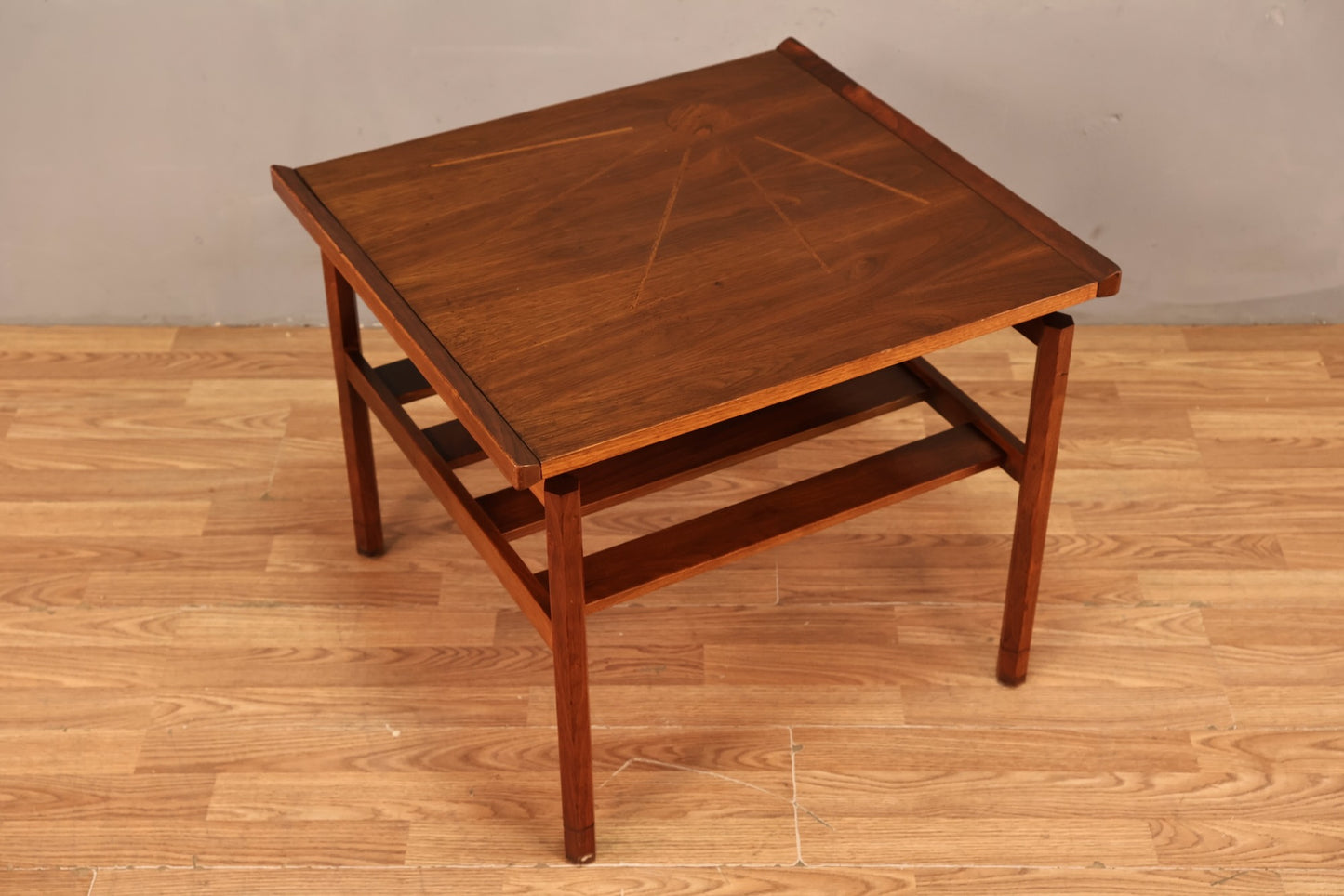 Mid Century Square Marquetry End Table - ONLINE ONLY