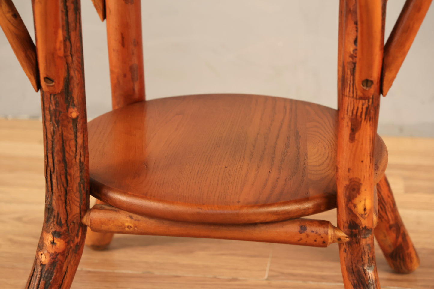 Round Oak & Bamboo End Table