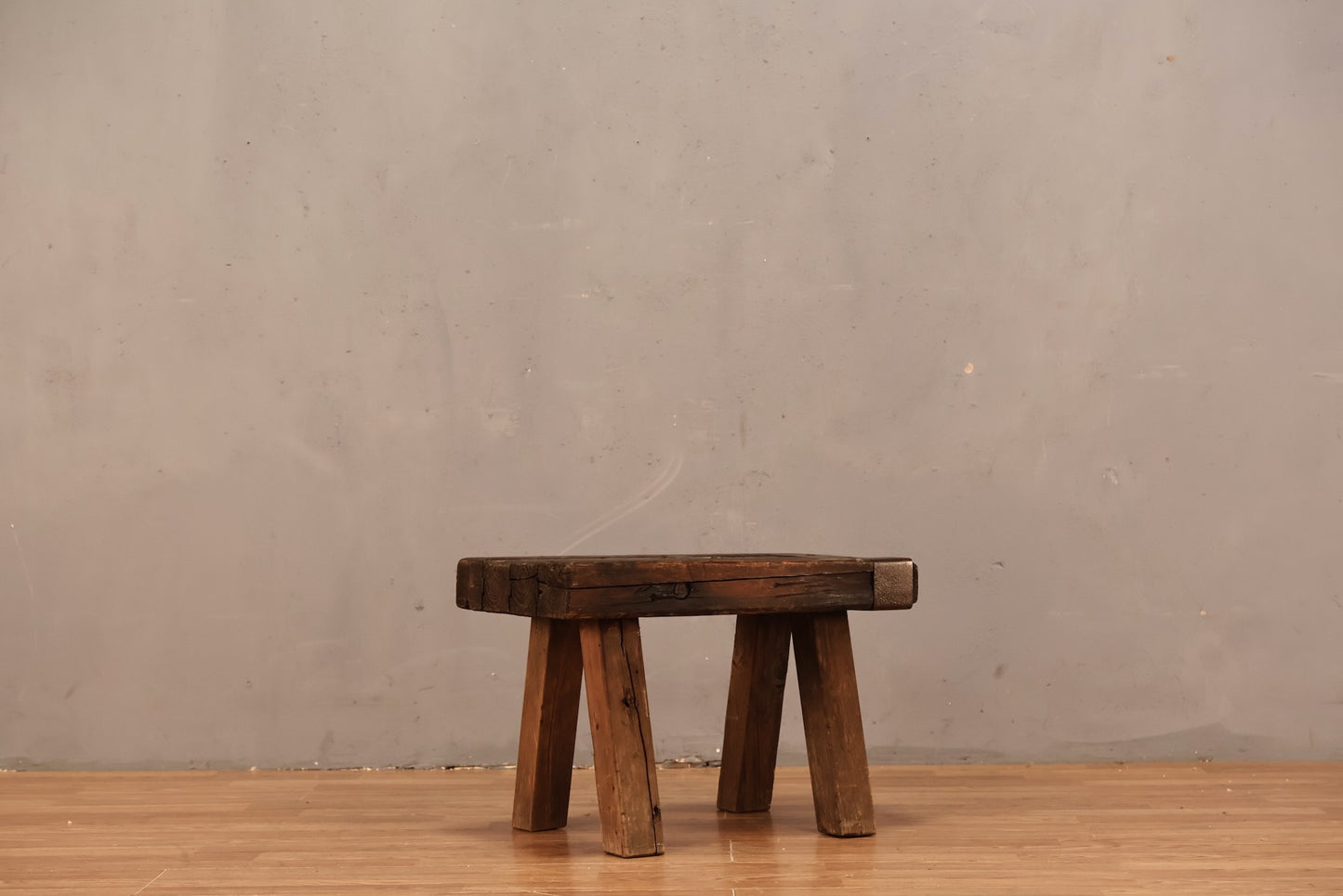Petite Rustic Wood & Metal Stool - ONLINE ONLY