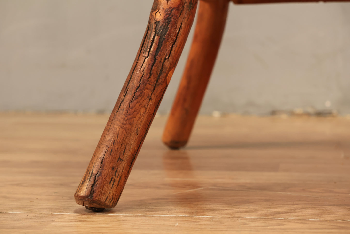Round Oak & Bamboo End Table