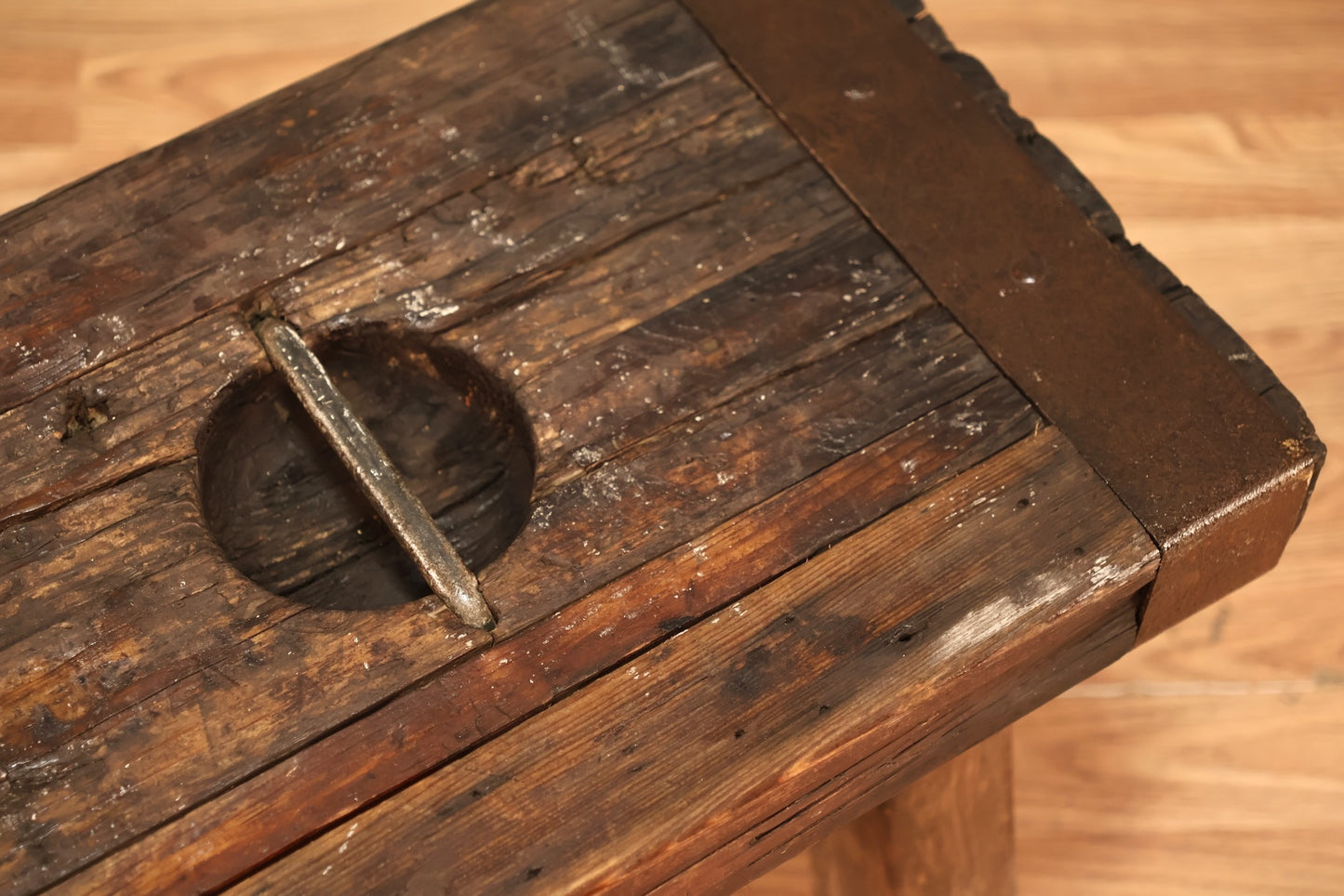Petite Rustic Wood & Metal Stool - ONLINE ONLY