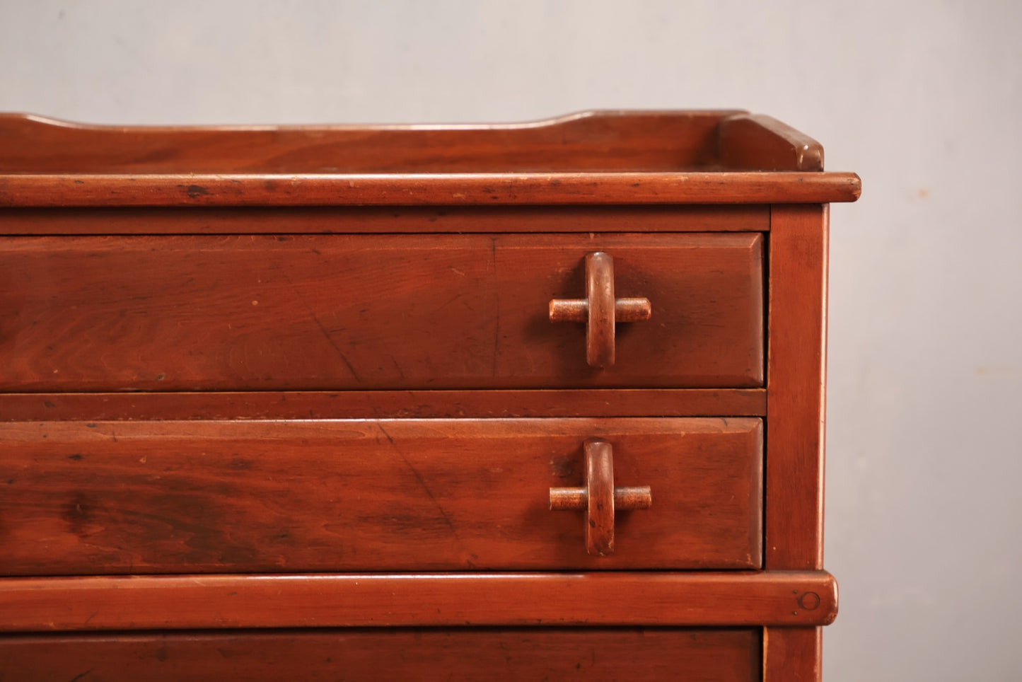 Country Red 4-Drawer Secretary Dresser