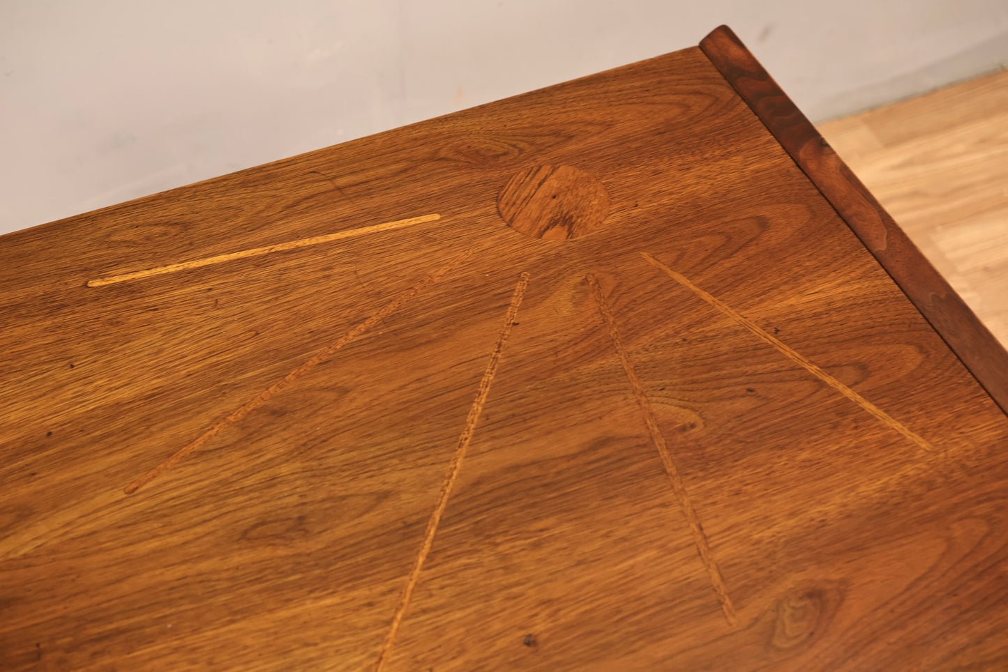Mid Century Square Marquetry End Table - ONLINE ONLY