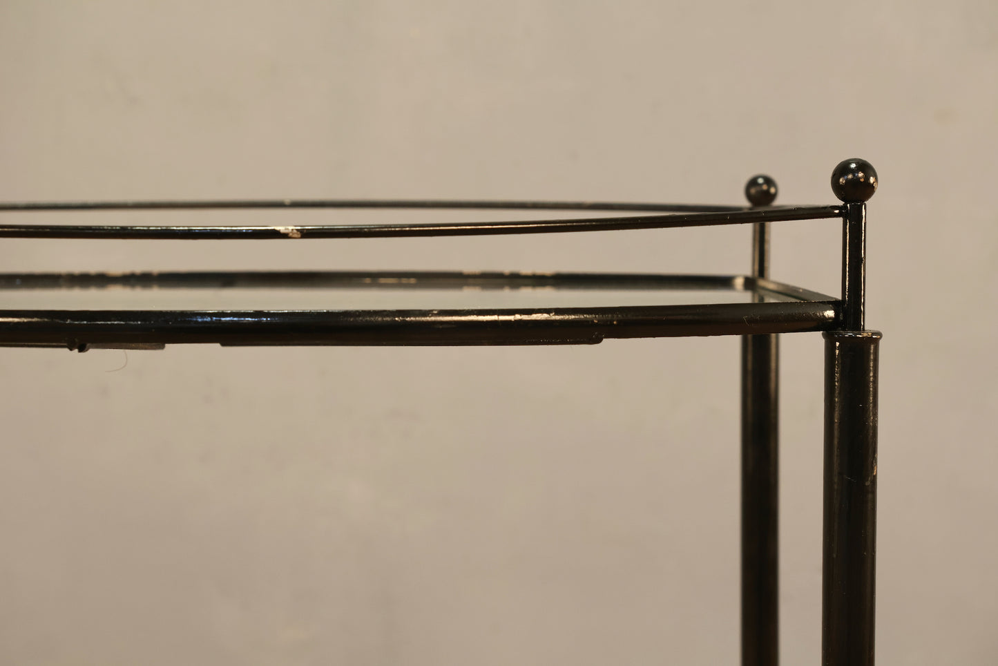 Black Metal & Glass 2-Tier Bar Cart
