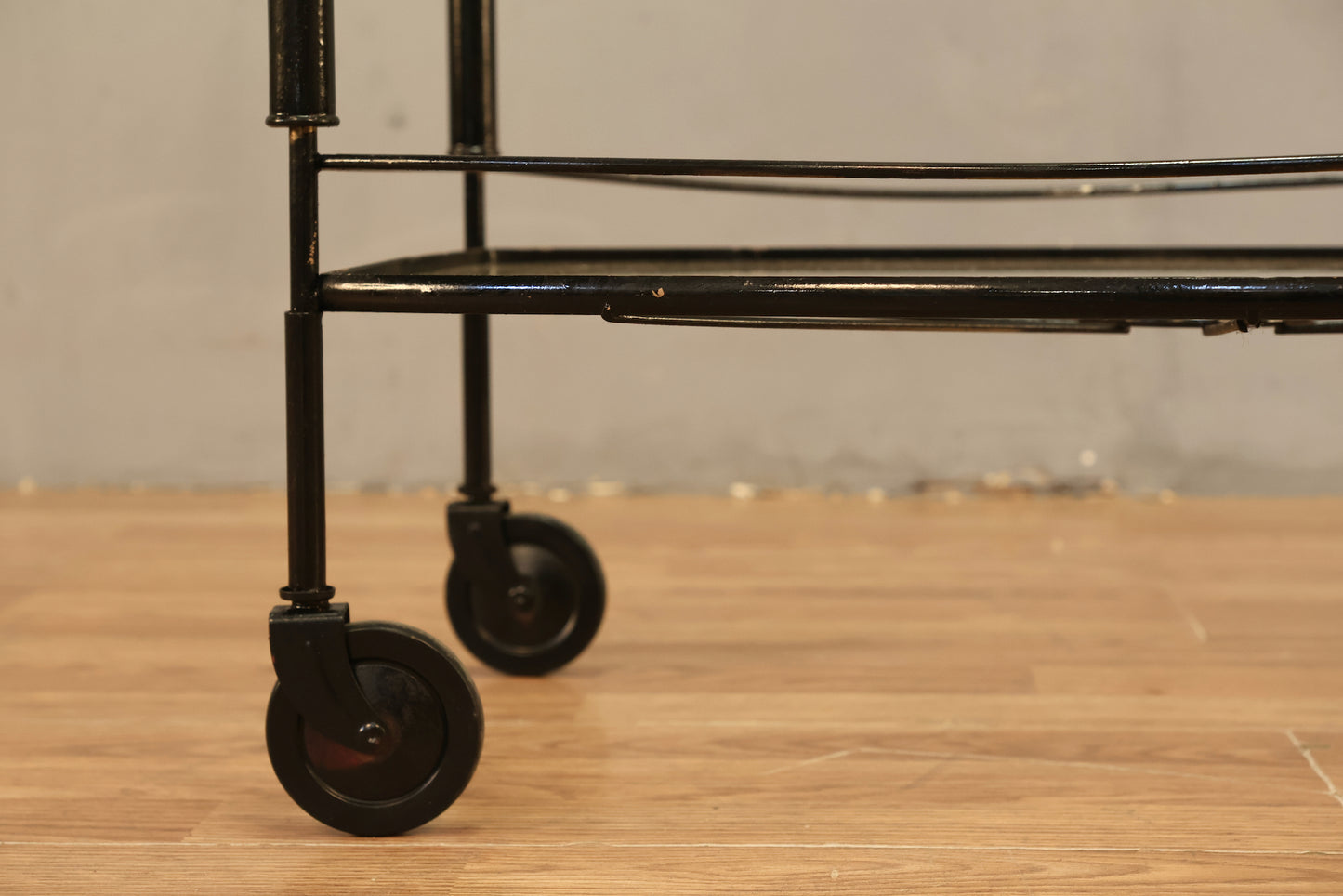 Black Metal & Glass 2-Tier Bar Cart