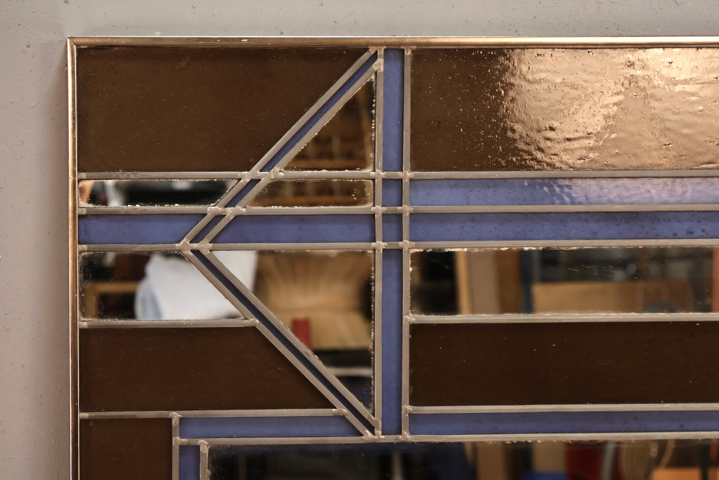 Large 1970s Stained Glass Mirror - ONLINE ONLY