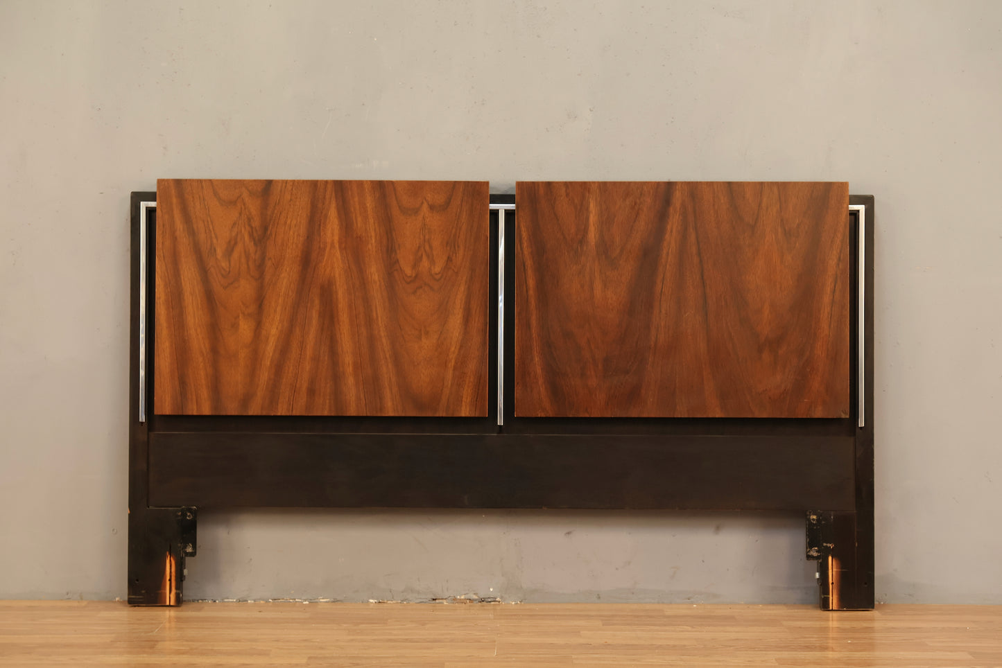 Brutalist Black & Walnut Queen Headboard - ONLINE ONLY