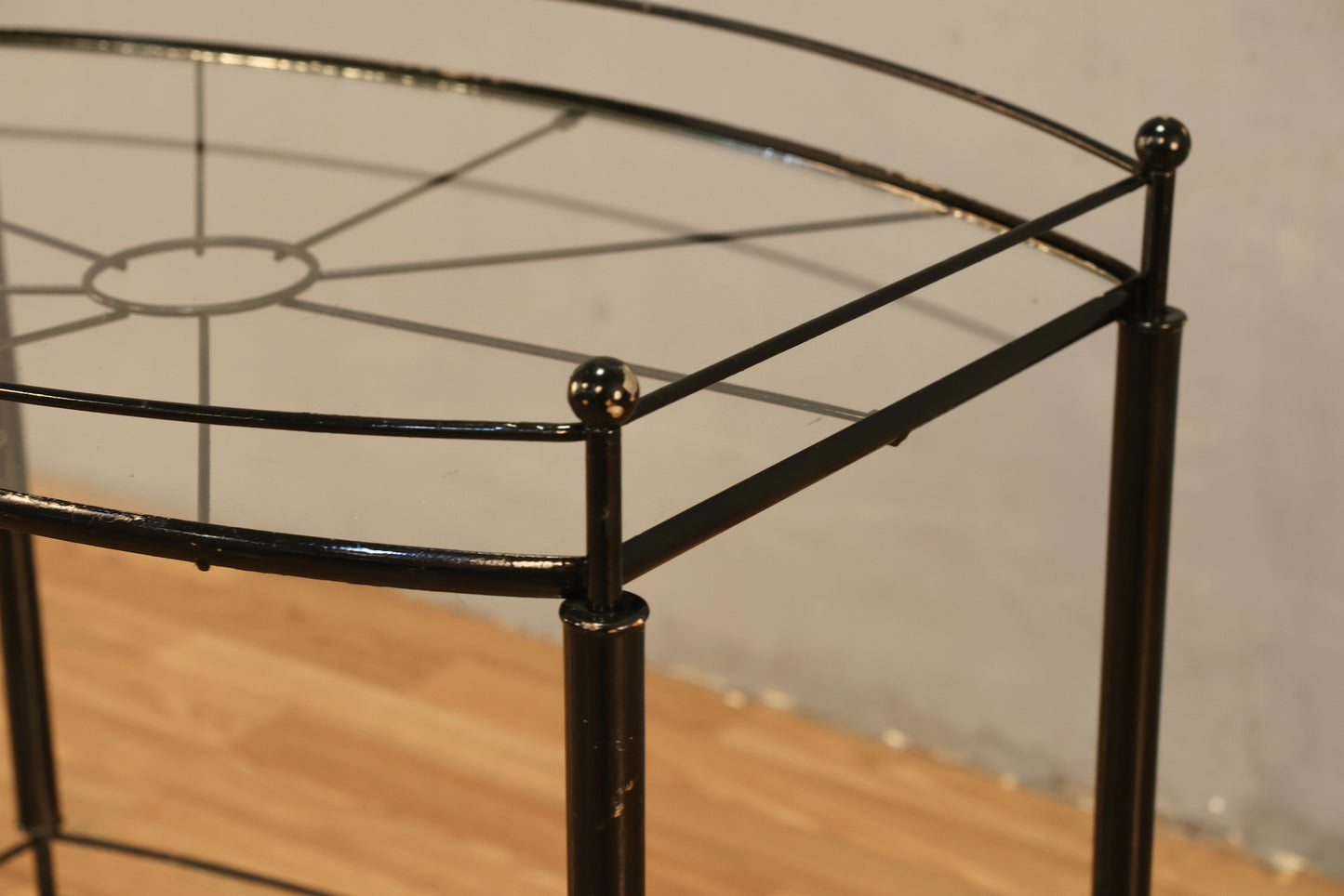 Black Metal & Glass 2-Tier Bar Cart
