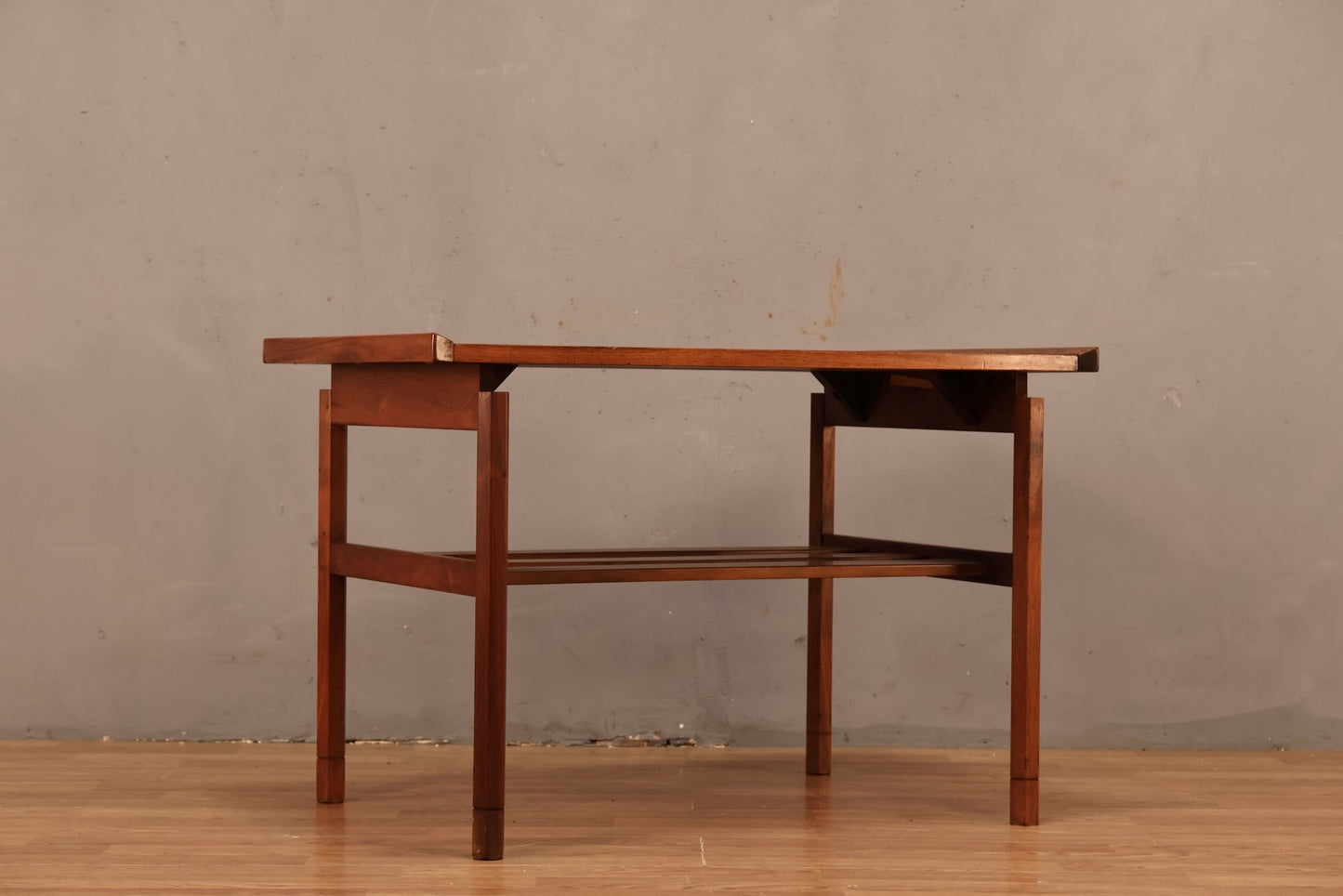 Mid Century Walnut Marquetry End Table