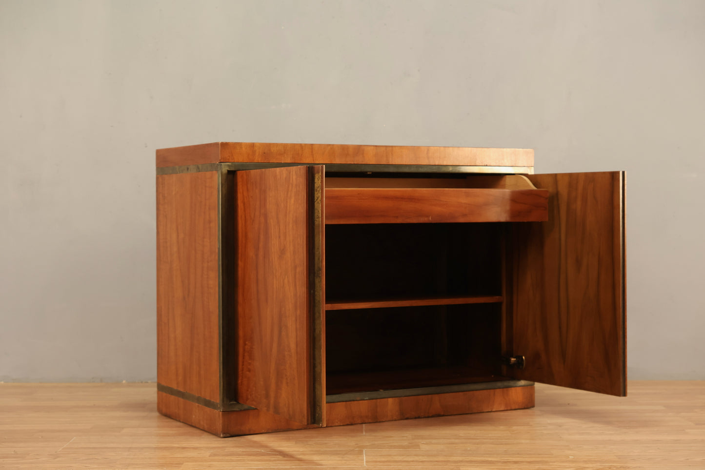 Widdicomb Walnut & Brass 2-Door Cabinet
