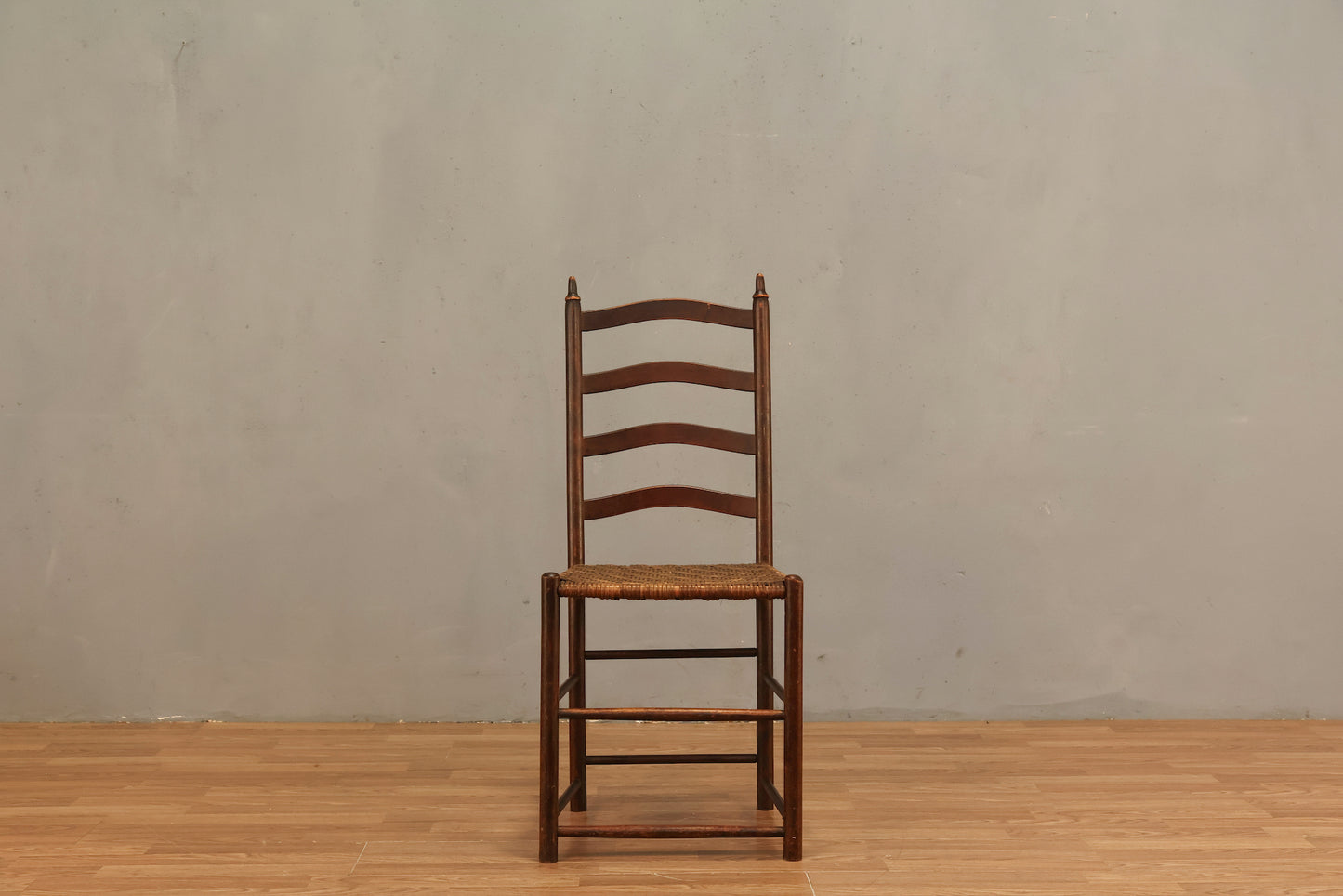 Ladderback Dark Wood & Woven Side Chair