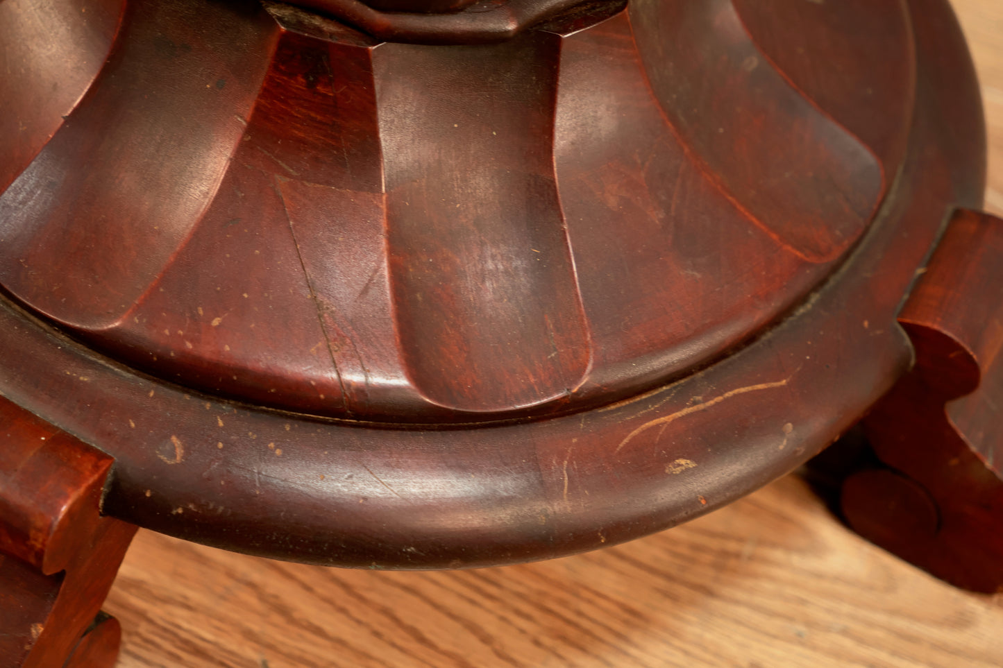 Carved Dark Cherry Pedestal