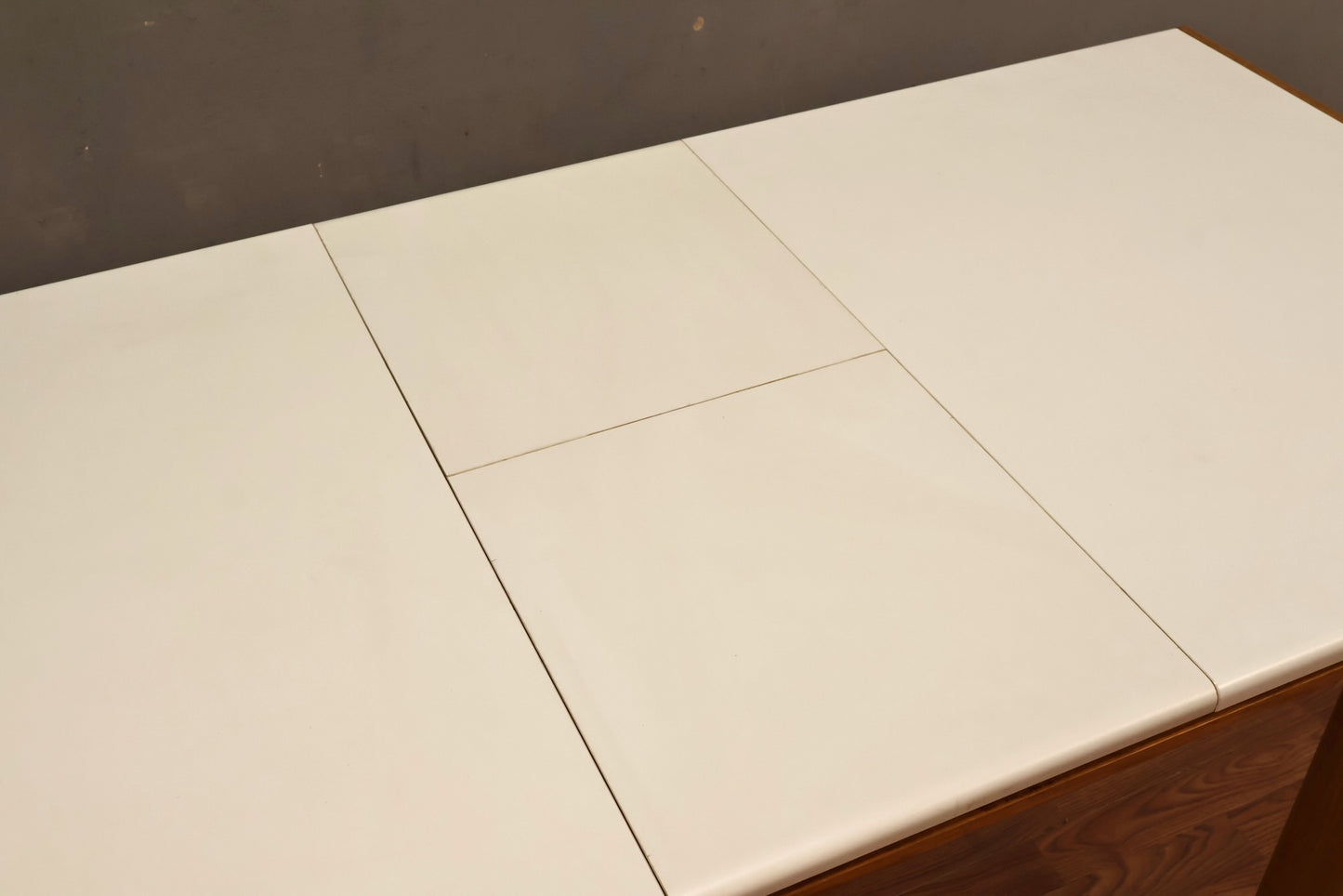 White Laminate & Pine Table With Built-In Leaf - ONLINE ONLY