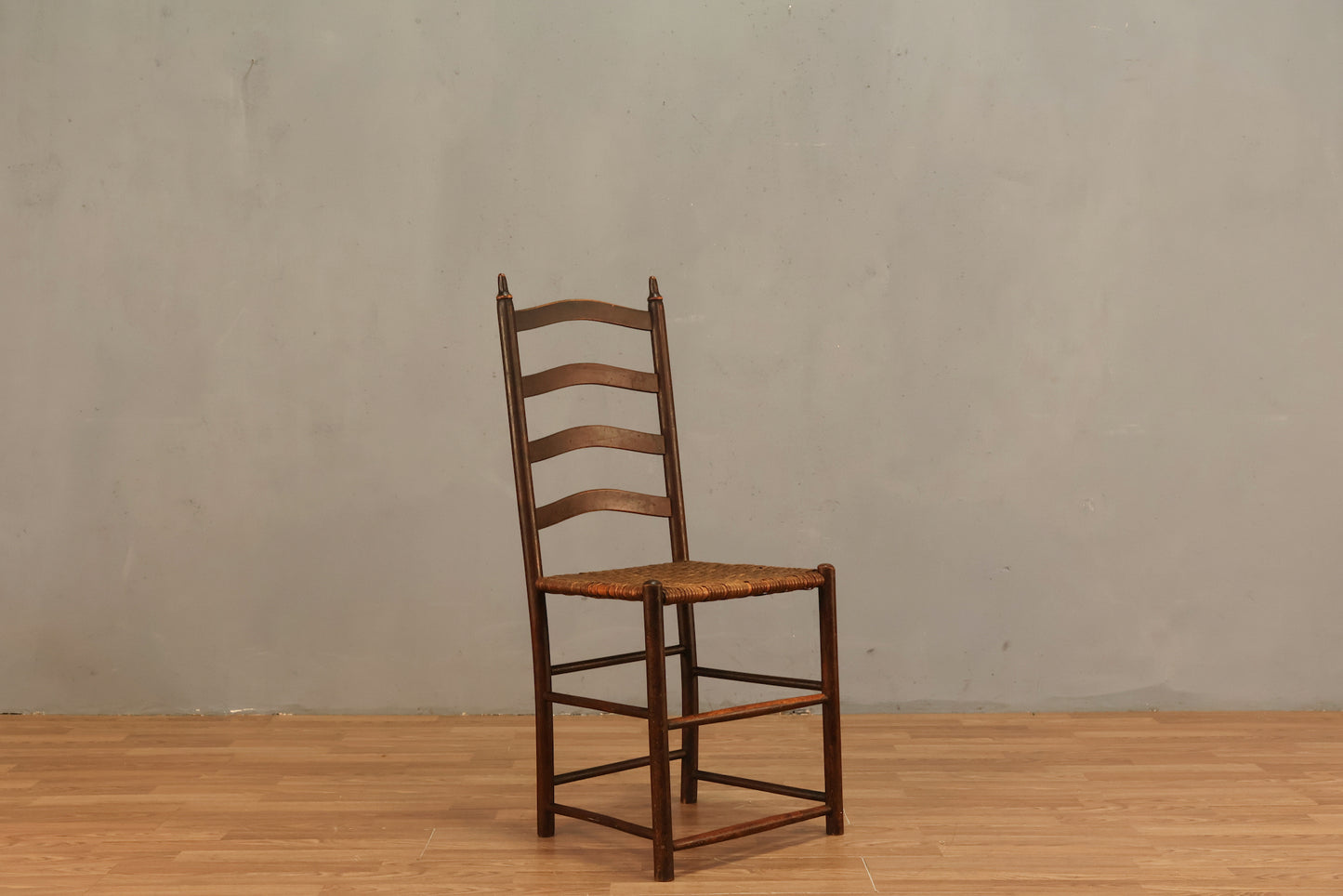 Ladderback Dark Wood & Woven Side Chair