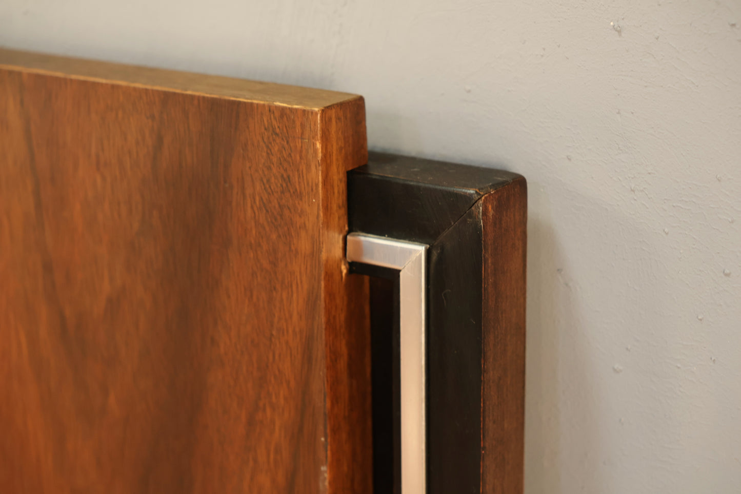 Brutalist Black & Walnut Queen Headboard - ONLINE ONLY