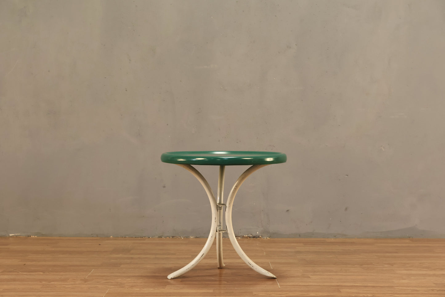 White & Green Metal Side Table