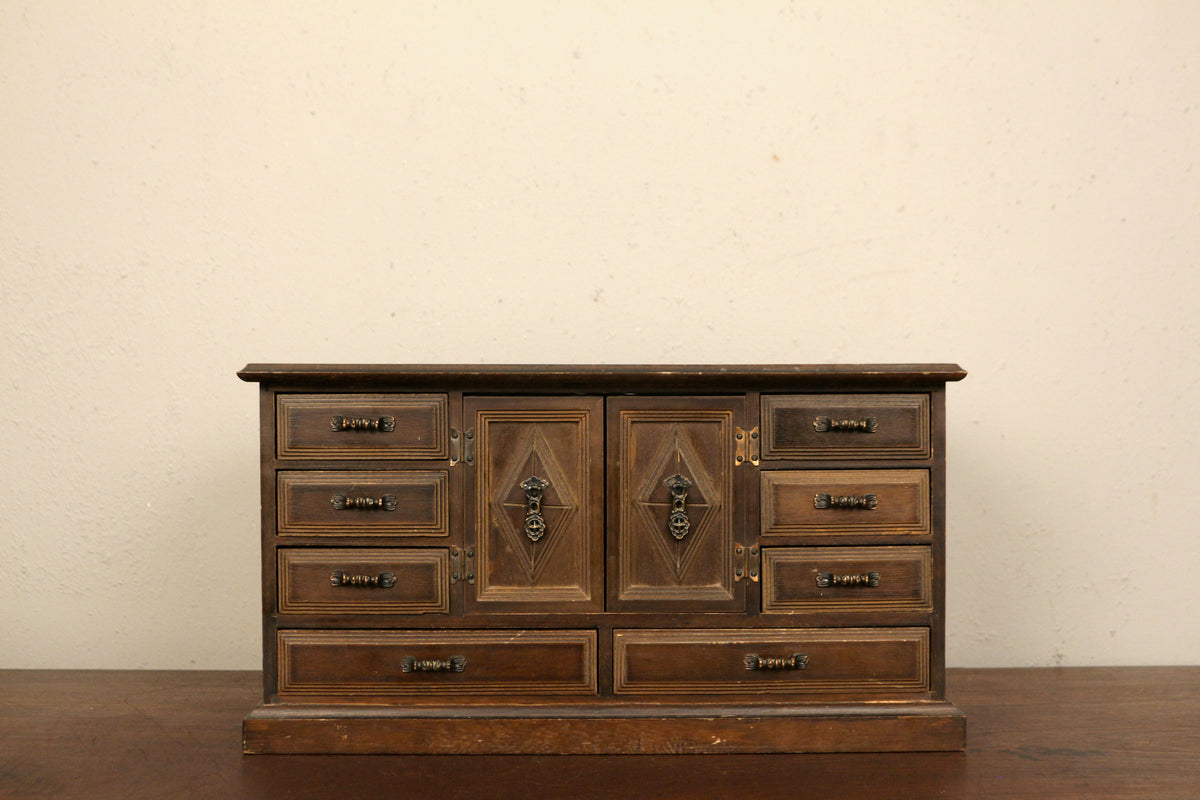 Antique Wooden 11-Drawer Jewelry Box