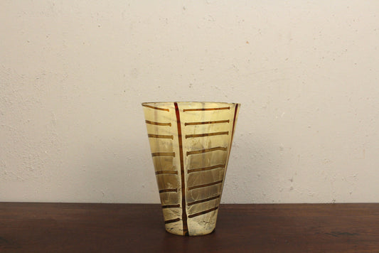 Wide Striped Glass Vase