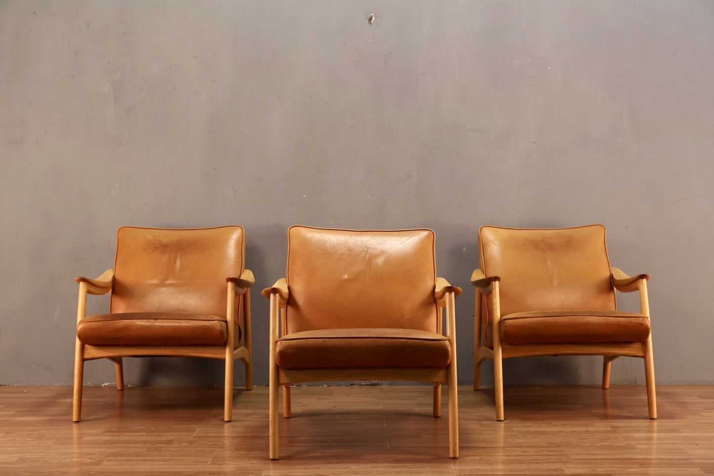 Nemschoff Tan Leather & Blonde Lounge Chair - ONLINE ONLY
