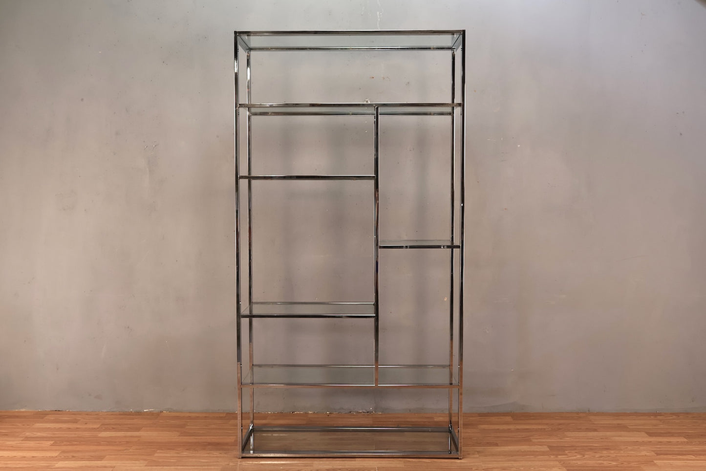 Chrome & Glass Divided Etagere - ONLINE ONLY