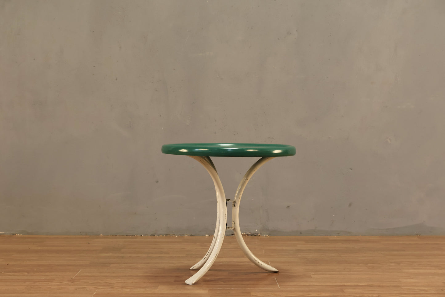 White & Green Metal Side Table