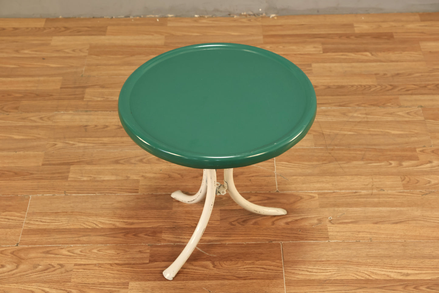 White & Green Metal Side Table