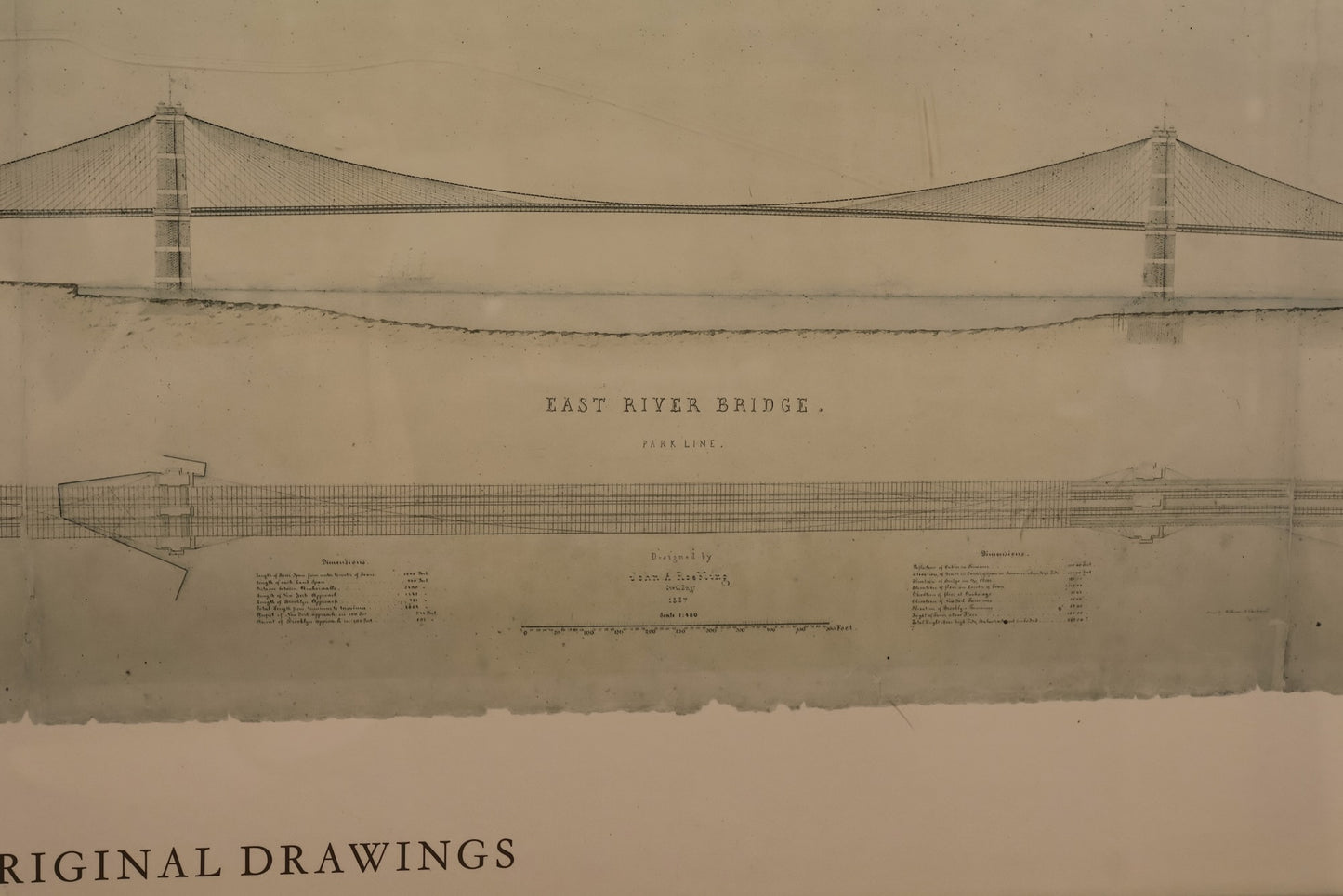 "Building The Brooklyn Bridge: The Original Drawings" Print